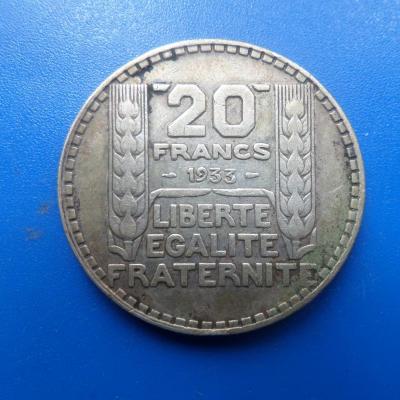 20 francs argent turin 1933