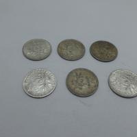 Lot 6 monnaies de 50 cts argent