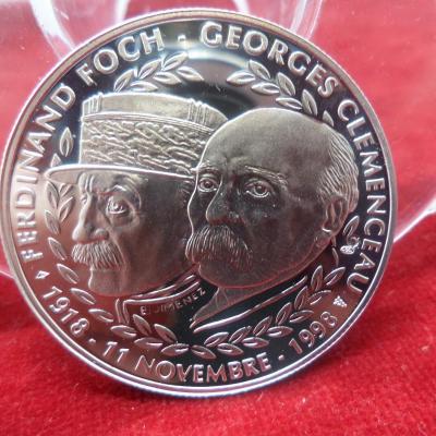 Medaille ferdinand foch et georges clemenceau argent